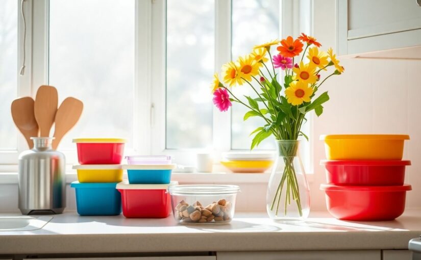 Organisation familiale efficace dans une cuisine lumineuse.